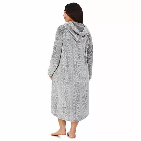 Plus Size Koolaburra By UGG Plush Hooded Zip Robe With Kangaroo Pocket Castlerock Grey 2 Plus Size Koolaburra By UGG Plush Hooded Zip Robe With Kangaroo Pocket Castlerock Grey - Image 2