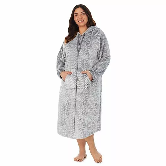 Plus Size Koolaburra By UGG Plush Hooded Zip Robe With Kangaroo Pocket Castlerock Grey 5 Plus Size Koolaburra By UGG Plush Hooded Zip Robe With Kangaroo Pocket Castlerock Grey - Image 5