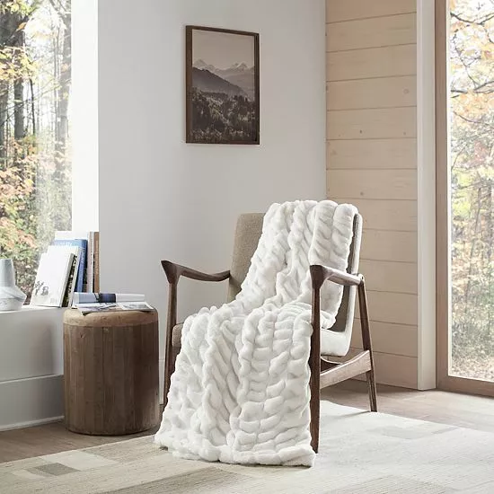 Koolaburra By UGG Batya Faux Fur Throw Kb White 2 Koolaburra By UGG Batya Faux Fur Throw Kb White - Image 2