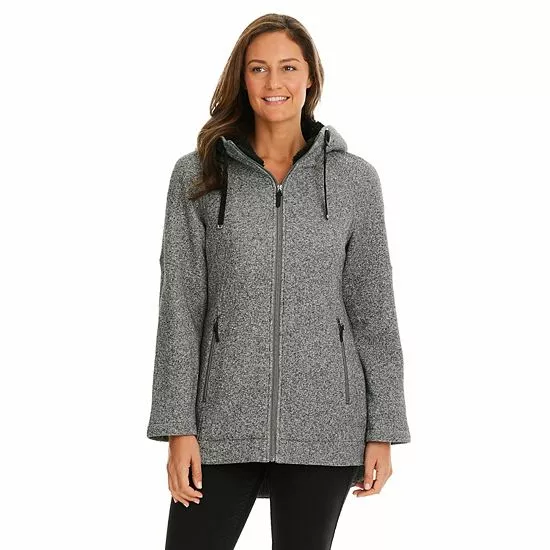 Women's Koolaburra By UGG Hooded Fleece Coat Salt Pepper 1 Women's Koolaburra By UGG Hooded Fleece Coat Salt Pepper