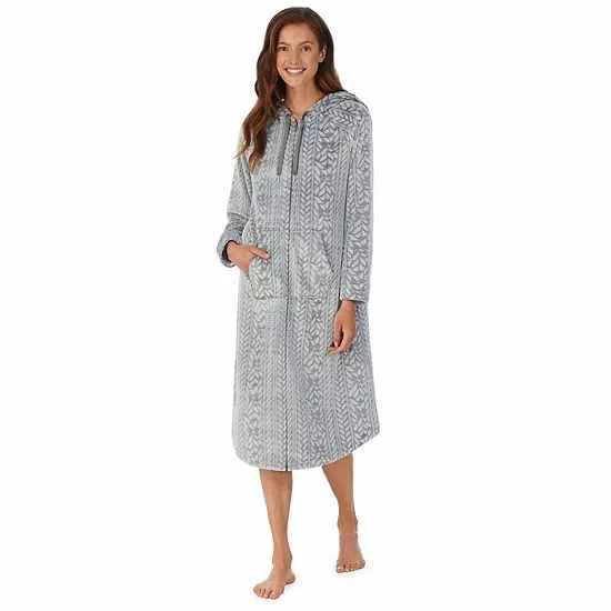 Women's Koolaburra By UGG Plush Hooded Zip Robe With Kangaroo Pocket Old Rose 1 Women's Koolaburra By UGG Plush Hooded Zip Robe With Kangaroo Pocket Old Rose