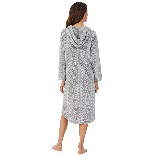 Women's Koolaburra By UGG Plush Hooded Zip Robe With Kangaroo Pocket Old Rose 2 Women's Koolaburra By UGG Plush Hooded Zip Robe With Kangaroo Pocket Old Rose - Image 2