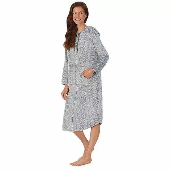 Women's Koolaburra By UGG Plush Hooded Zip Robe With Kangaroo Pocket Old Rose 3 Women's Koolaburra By UGG Plush Hooded Zip Robe With Kangaroo Pocket Old Rose - Image 3