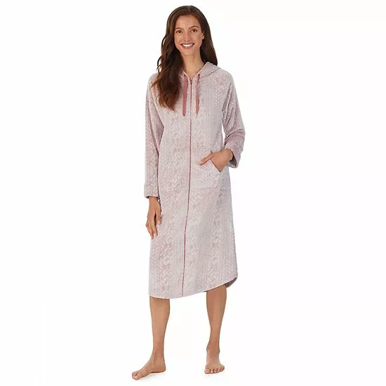 Women's Koolaburra By UGG Plush Hooded Zip Robe With Kangaroo Pocket Old Rose 6 Women's Koolaburra By UGG Plush Hooded Zip Robe With Kangaroo Pocket Old Rose - Image 6