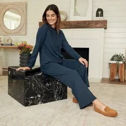 Women's Koolaburra By UGG Sweater Knit Pajama Top & Wide Leg Pajama Pants Set Olive -Koolaburra by UGG shop unnamed file 646